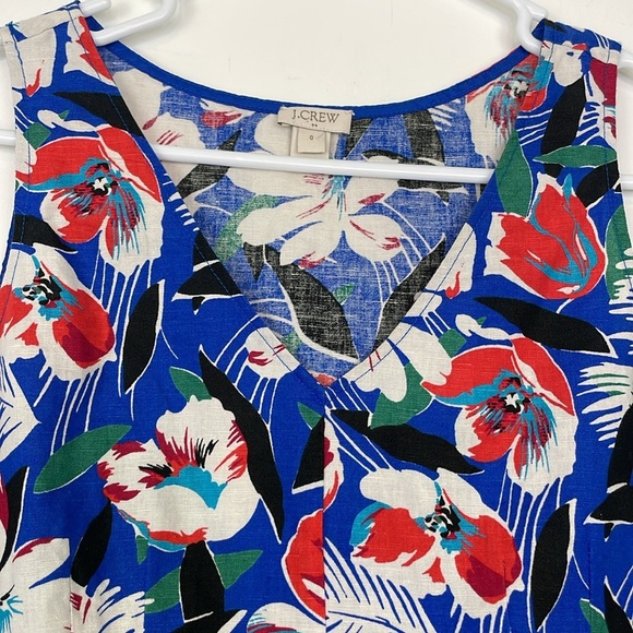 J Crew Factory Tropical Floral Linen Blend Peplum Sleeveless Top. Size 0 - Picture 3 of 10